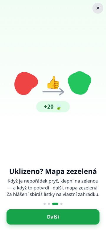 Uklizeno? Mapa zezelená